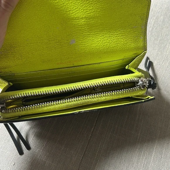 Balenciaga Black/Chartreuse Leather Tassel Wallet